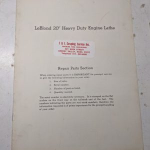 Leblond Lathes Repar Parts List Book Catalog Manual 20” Heavy Duty Engine