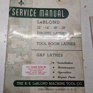 Leblond Lathes Service Manual Parts List Book Engine 12” 14 16 18 Operation