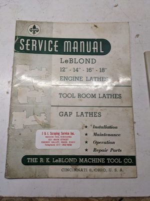 Leblond Lathes Service Manual Parts List Book Engine 12” 14 16 18 Operation