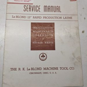 Leblond Lathes Service Manual Parts List Book Engine 13” Rapid Production