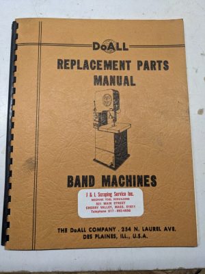 Do-All Band Machines Saw Parts List Book Manual Model Hs Hsb Lsv Fsp 1954 Shop