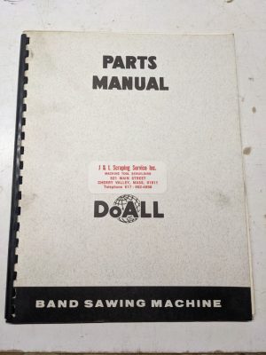 Do-All Band Machines Saw Parts List Book Manual Model V36 1951 Shop Catalog