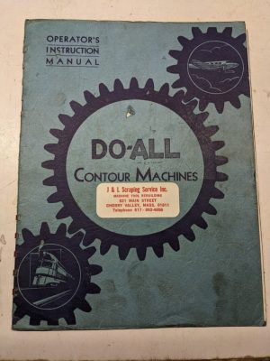 Do-All Saw Operator Maintenance Manual Model Contour Machines V-60 1949