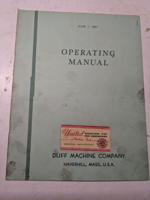 Duff Machine Company Operation Manual Part List Milling Attachment Vs-4