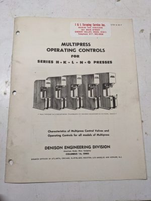 Denison Machine Multipress Operating Controls Manual Series H K L N Q M-28-F