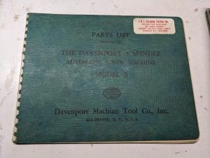 Davenport Automatic Screw Machine Parts List Book Catalog Manual Model B 2Nd