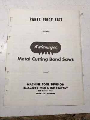 Kalamazoo Band Saw Machine Tool Parts Price List 8C 816 824 1220 610 Model