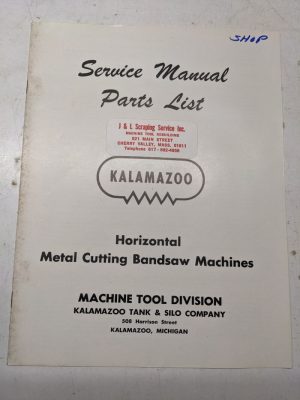 Kalamazoo Band Saw Machine Tool Service Manual Parts Catalog 610 816 824 8C 1220
