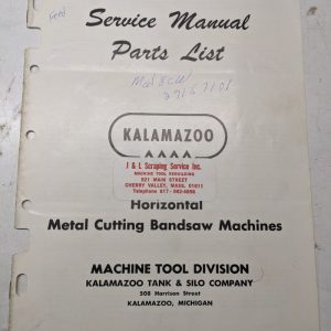 Kalamazoo Band Saw Machine Repair Service Manual Parts Book 610 816 824 8C 1220