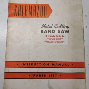 Kalamazoo Band Saw Machine Tool Operation Manual Parts List 816S 824S Price