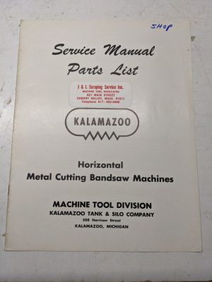 Kalamazoo Bandsaw Machine Operation Service Manual Part List 610 816 824 8C 1220