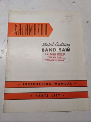 Kalamazoo Band Saw Machine Tool Instruction Manual Parts List Book 816S 824S