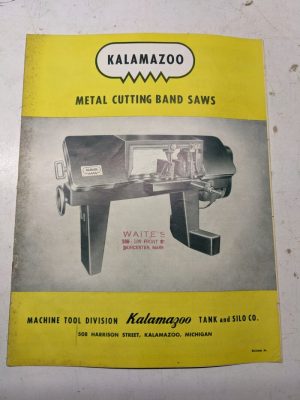 Kalamazoo Band Saw Sales Brochure Catalog & Price List 1220 8C 610 824