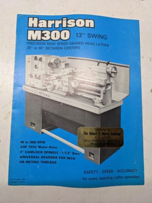 Harrison M300 13” Swing High Speed Geared Head Lathes 25” Or 40” Sales Brochure