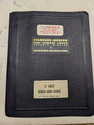 Standard-Modern Operating Instruction Manual Parts List Book 17” 4000 Series D1