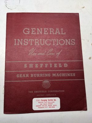 Sheffield Instruction Operation Manual Model #310 Cimatool Chamfering Machine