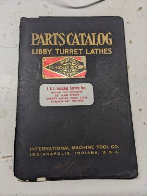 Libby Turret Lathes Repair Parts List Book Catalog Manual 18 26” C- 4.5 7.5 Tool
