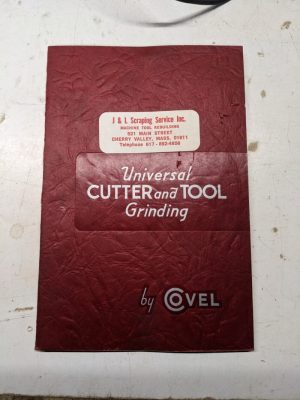 Covel Cutter Tool Grinding Machine Operator Instruction Manual 1944 Handbook
