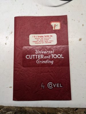 Covel Universal Cutter Tool Grinding Machine Operator Instruction Manual 1944 C