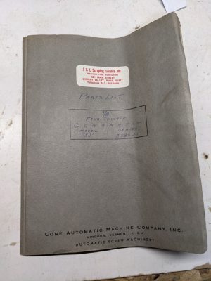 Cone Automatic Parts List Book Manual 7/8” Four Spindle Conomatic Jj Model 1942