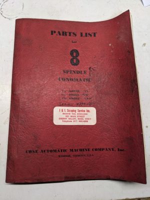 Cone Automatic Parts List Book Manual 8 Spindle Conomatic Vv Ww Vb Model 1954