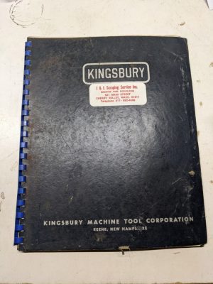 Kingsbury Machine Operators Manual Model 8 18 30 Drilling Unit Parts List