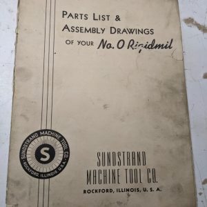 Sundstrand Machine Tool Parts List Manual Book Assembly Drawing Rigidmil #0 1945