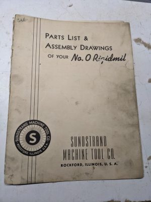 Sundstrand Machine Tool Parts List Manual Book Assembly Drawing Rigidmil #0 1945