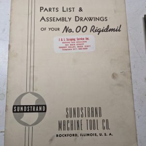 Sundstrand Machine Tool Part List Manual Book Assembly Drawing Rigidmil #00 1945