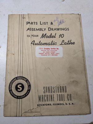 Sundstrand Machine Tool Parts List Manual Assembly Drawing Model 10 Lathe Auto