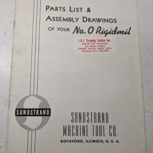Sundstrand Machine Tool Parts List Manual Book Assembly Drawing #0 Rigidmil 1945
