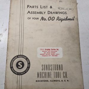 Sundstrand Machine Parts List Manual Book Assembly Drawing #00 Rigidmil 1945