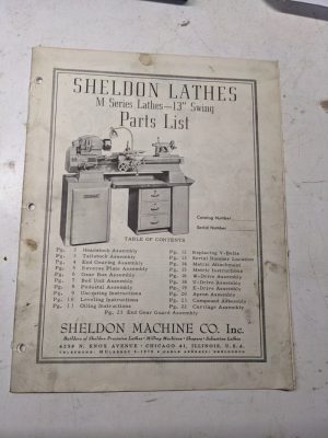 Sheldon Machine Parts List Book Manual Catalog M Series 13” Lathes Instruction