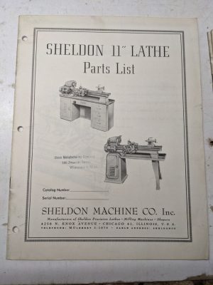 Sheldon Machine Parts List Book Manual Catalog 11” Lathes Instruction Install
