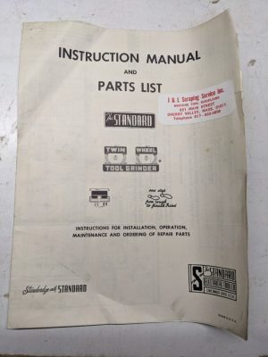 Standard Instruction Manual Parts List Book Twin Wheel Grinder 14Td 6Td 10Td