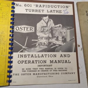 Oster Operator Installation Manual #601 Rapiduction Lathe & Sales Brochure