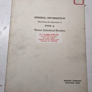 Norton Cylindrical Grinders Operator Information Manual Type A