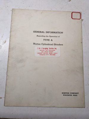 Norton Cylindrical Grinders Operator Information Manual Type A