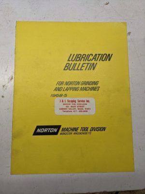 Norton Lubrication Bulletic 1968-5 Grinding Lapping Machines Recommended Oil