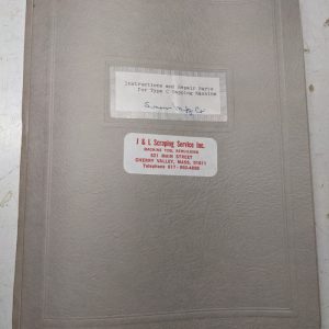 Snow Tapping Machine Type C Operator Instruction Manual Parts List 1955 Price