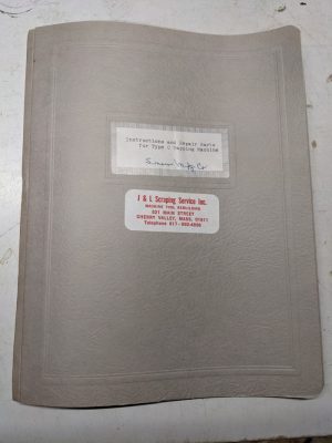 Snow Tapping Machine Type C Operator Instruction Manual Parts List 1955 Price