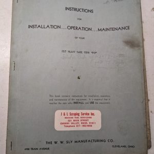 W W Sly Instruction Install Operator Maintenance Manual Blast Tank Pb 1946