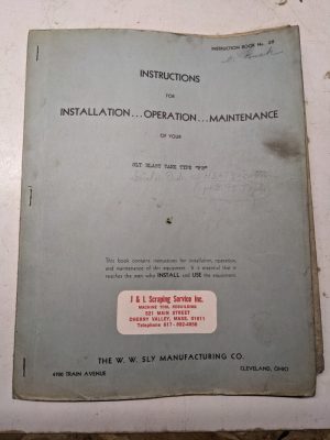 W W Sly Instruction Install Operator Maintenance Manual Blast Tank Pb 1946