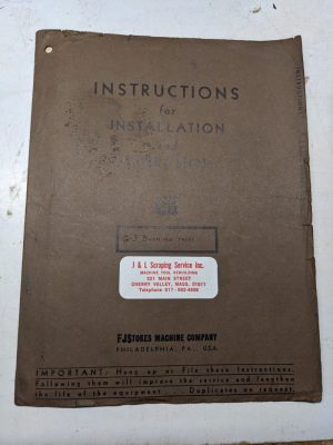 Fjstokes Machine Instruction Install Operator Manual G-3 Bushing Press Type 1943
