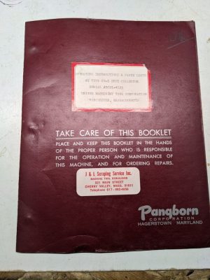 Pangborn Operator Instruction Parts List Manual #2 Cd-1 Dust Collector United