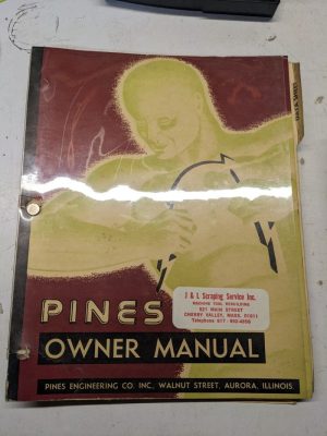 Pines Owner Manual Automatic Bending Machine Operator Part List Sales Lit.