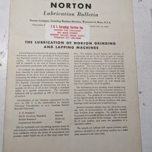 Norton Lubrication Bulletin Guide Grinding & Lapping Machines Specifications Oil