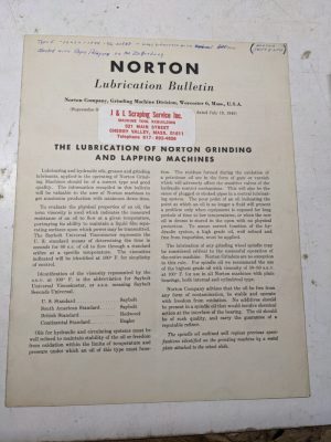 Norton Lubrication Bulletin Guide Grinding & Lapping Machines Specifications Oil