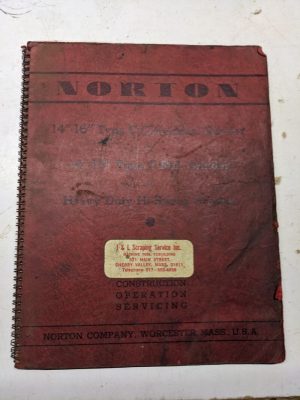 Norton Grinding Machines Operator Service Manual Parts List 14-16” Type C
