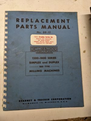 Kearney Trecker Milling Machine Repair Part List Catalog Manual 1200-1800 Series